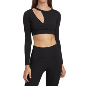 N:Philanthropy Roxbury Black Cutout Long Sleeve Crop Top XS